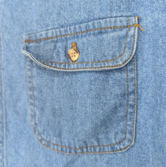 Vintage Womens XL (Medium) Blue Denim Button Down Top WayCool - Picture 4 of 6